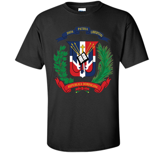 Dominican Republic Coat Of Arms T Shirt National Emblem cool shirt Black