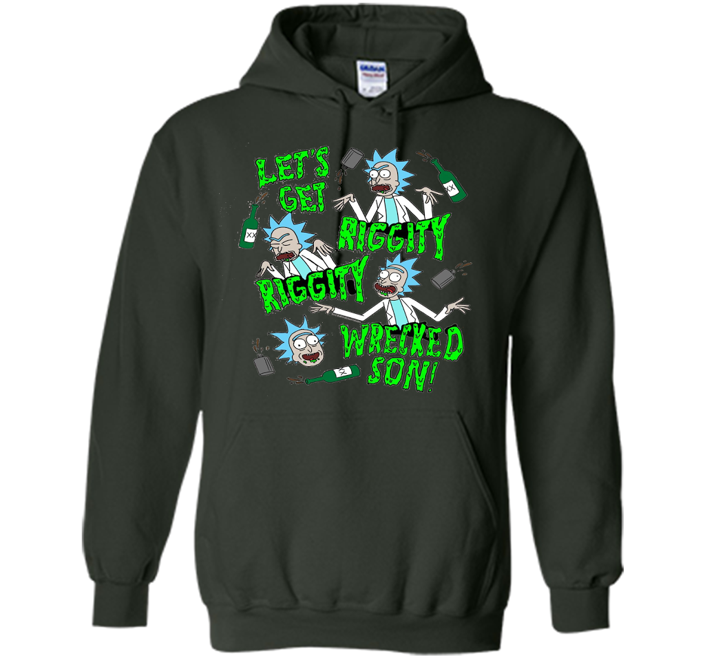 Rick &amp; Morty Riggity Riggity Wrecked shirt Forest Green