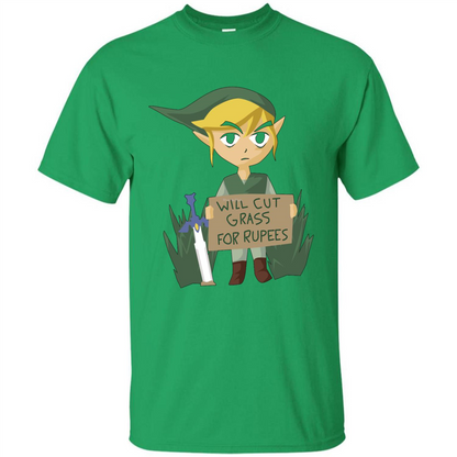 Video Games T-shirt Will Cut Grass For Rupees T-shirt Irish Green