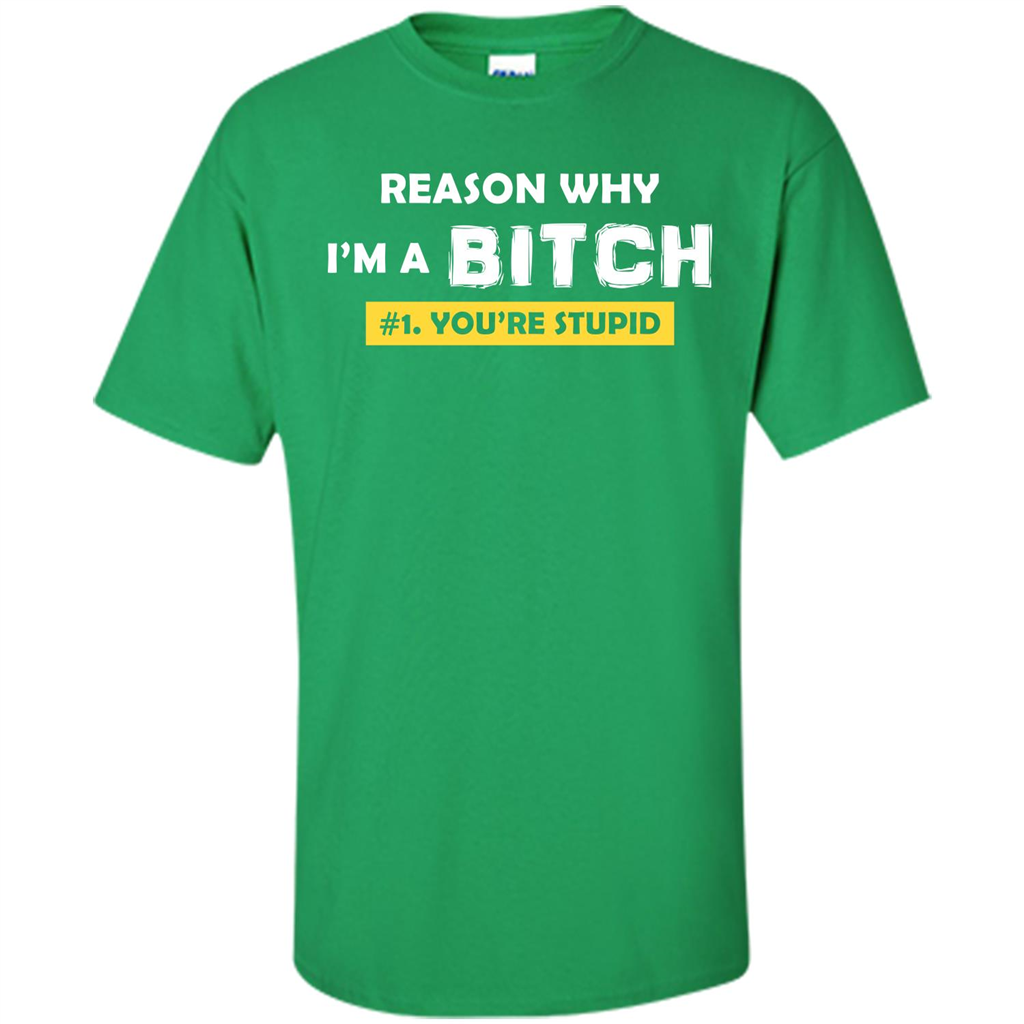 Funny T-shirt Reason Why I'm A Bitch, You're Stupid Irish Green