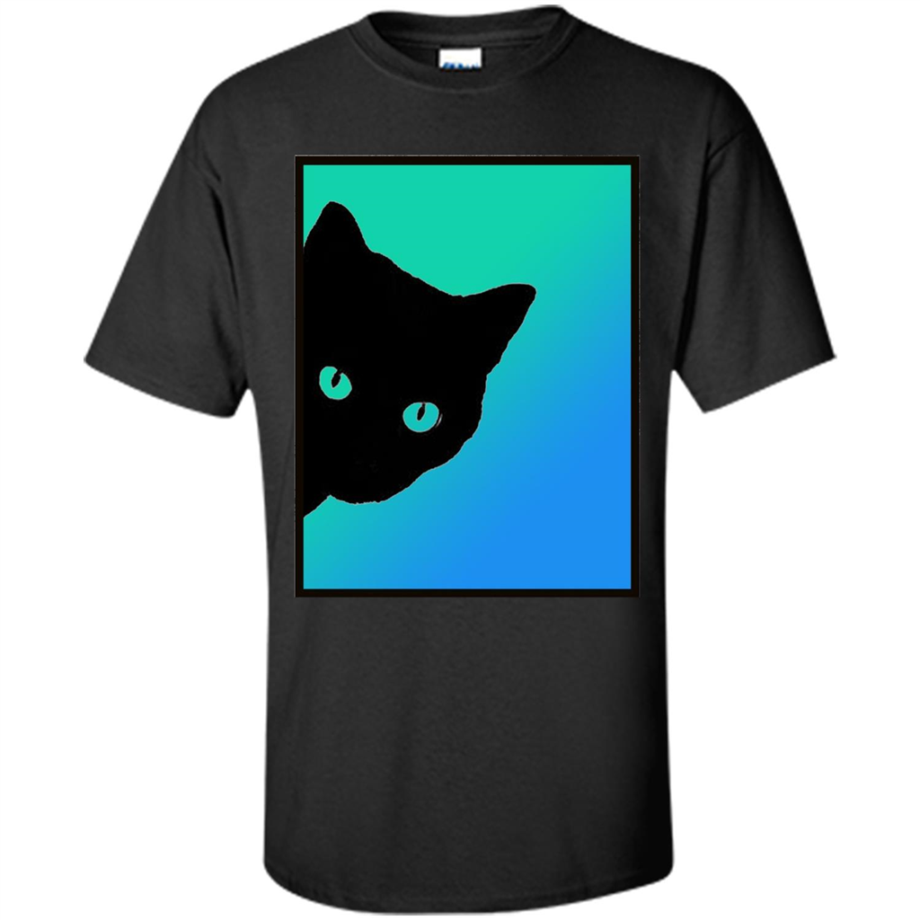 Cat Lover T-shirt Black Cat Blue Green T-shirt Black