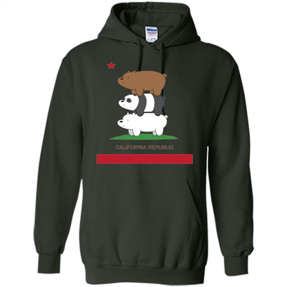 CN We Bare Bears California Flag Stack T-shirt Forest Green