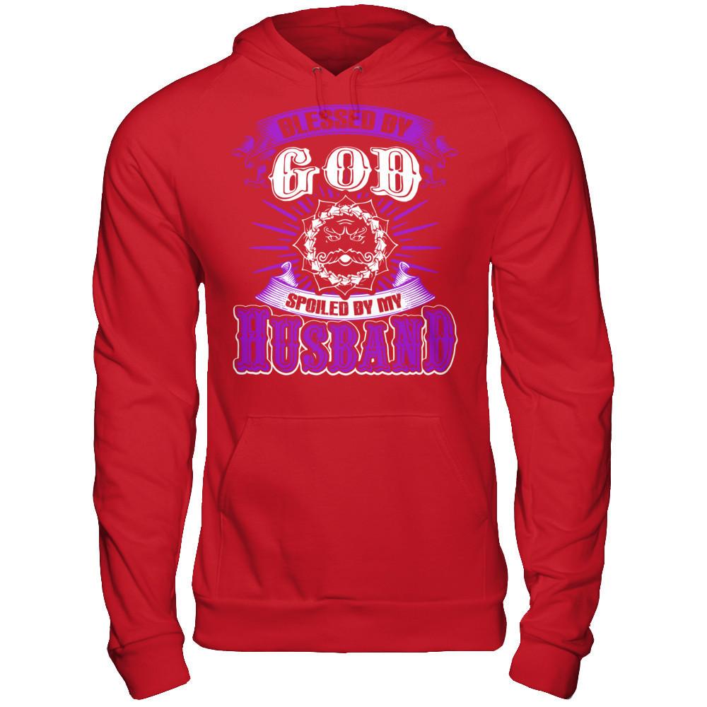 Blessed By God Spoiled By My Husband T-shirt Gildan - Pullover Hoodie Red