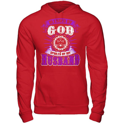 Blessed By God Spoiled By My Husband T-shirt Gildan - Pullover Hoodie Red