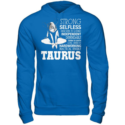 Taurus - Strong, Selfless, Dedicated To Loving, Independent T-shirt Gildan - Pullover Hoodie Royal