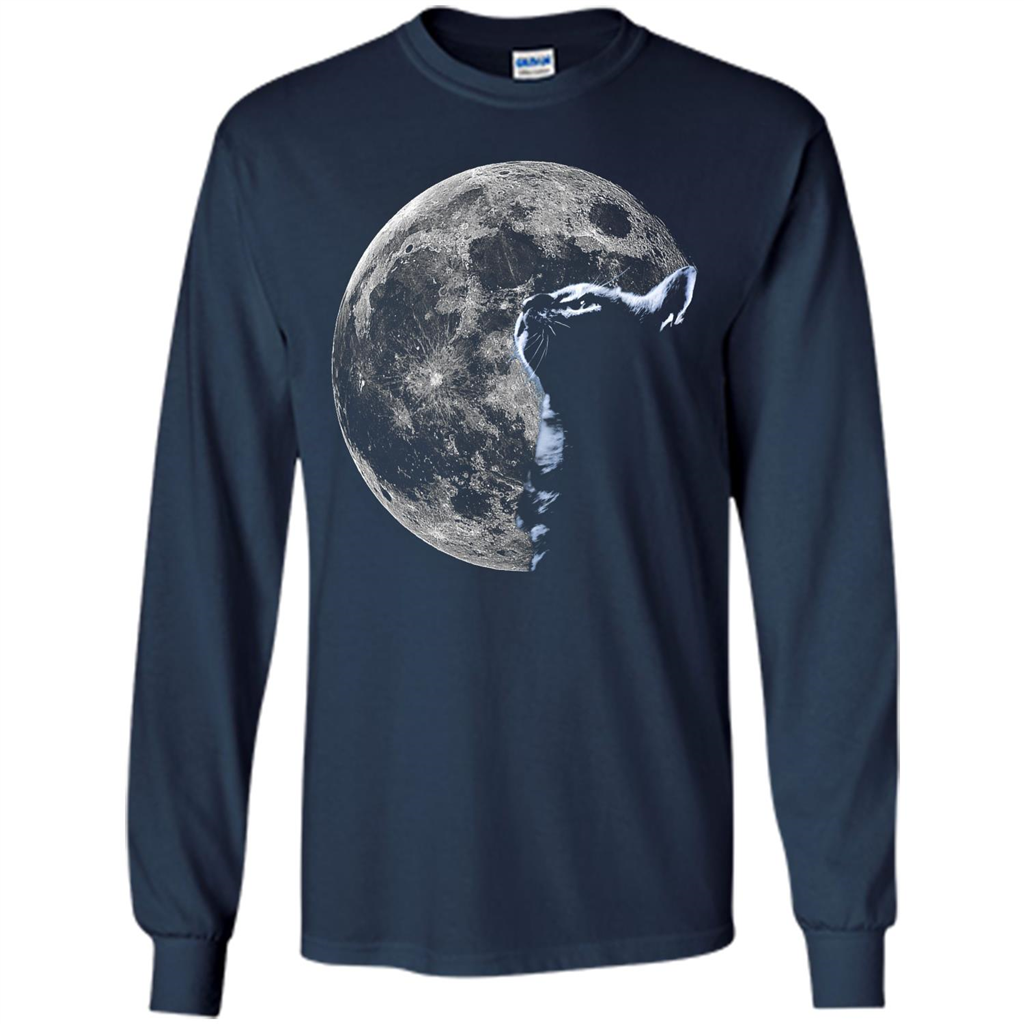 Cat Lover T-shirt Cat And Moon Navy