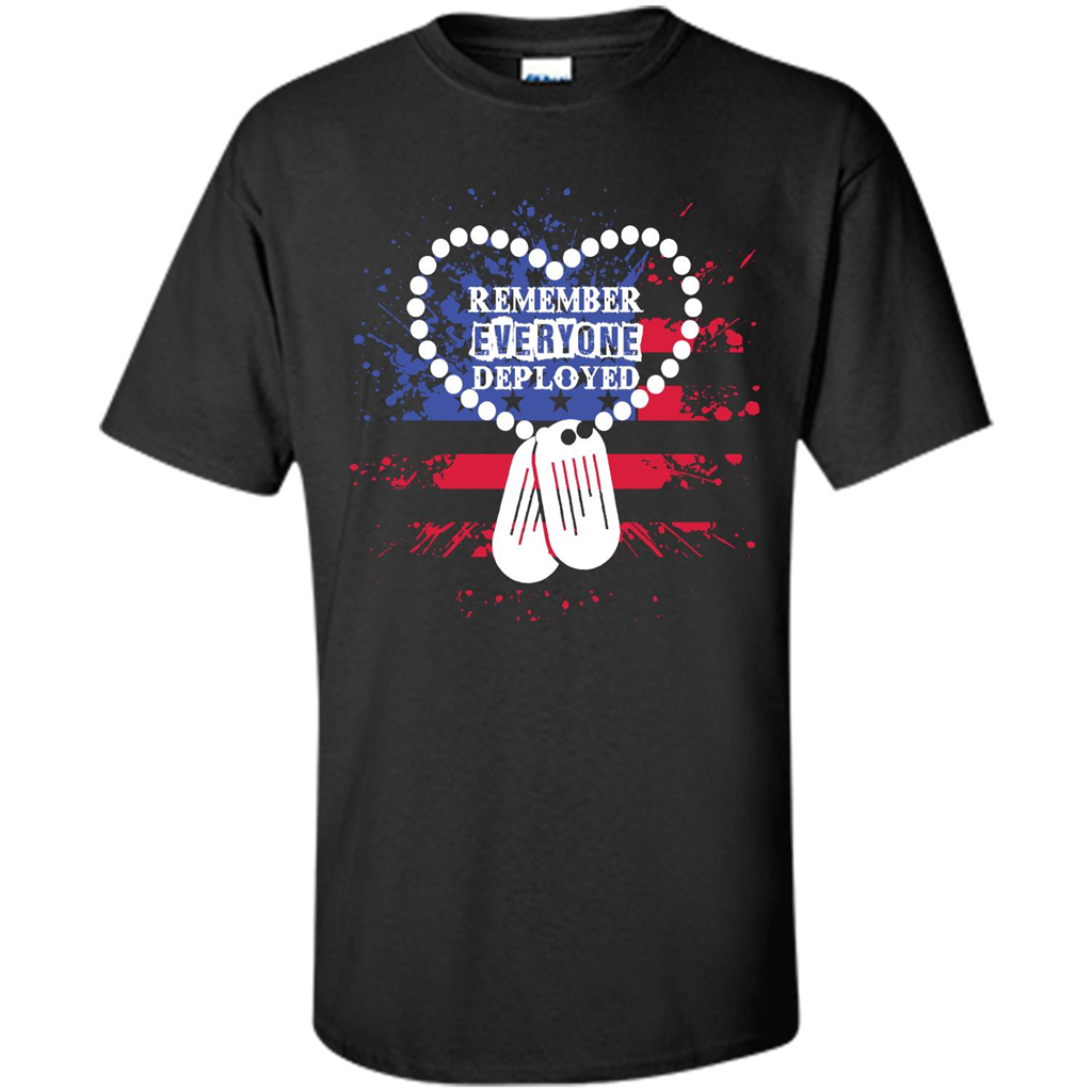 Military T-shirt RED Remember Everyone Deployed Black