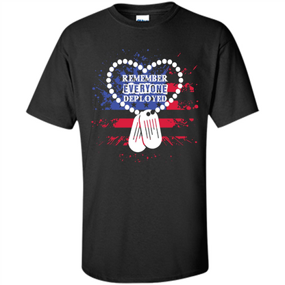 Military T-shirt RED Remember Everyone Deployed Black