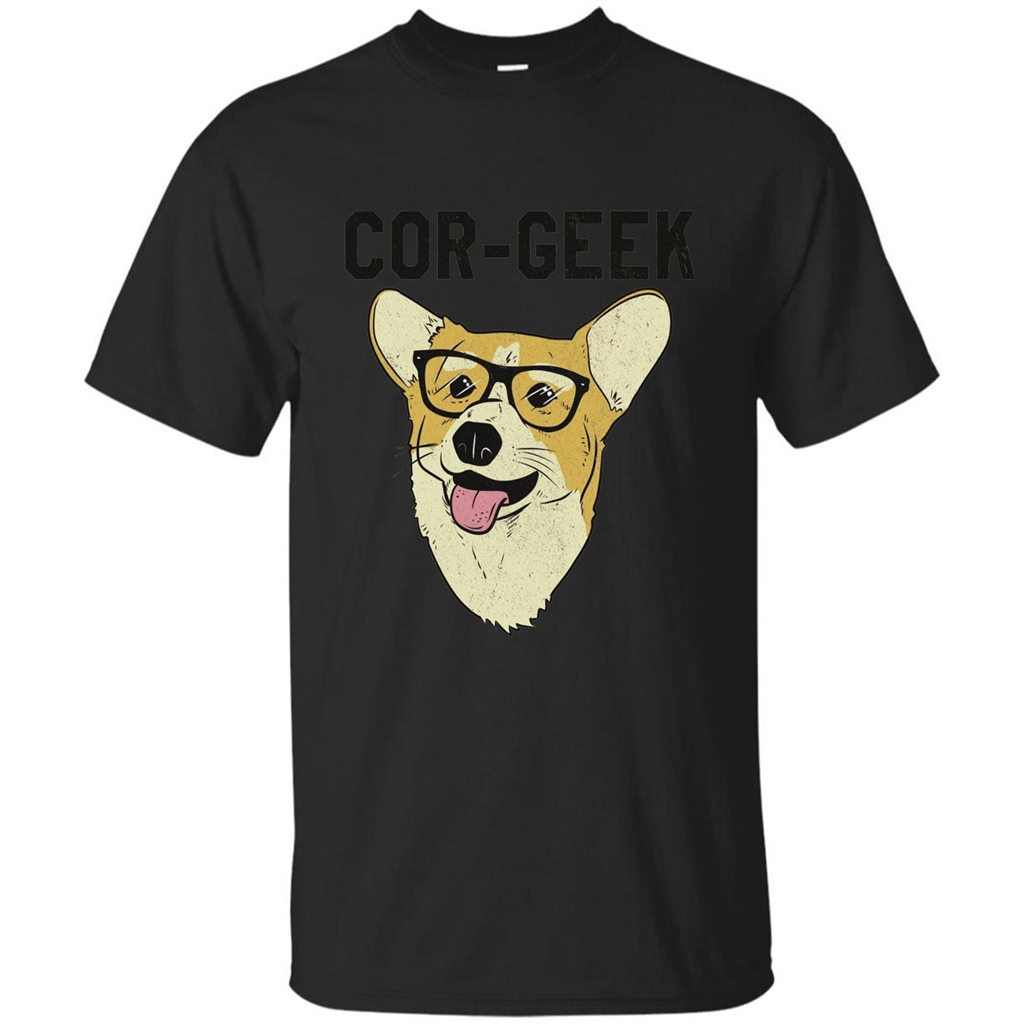 Cor-Geek Funny Corgi Nerd T-shirt Black