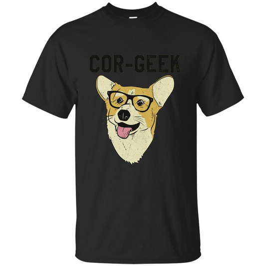 Cor-Geek Funny Corgi Nerd T-shirt Black