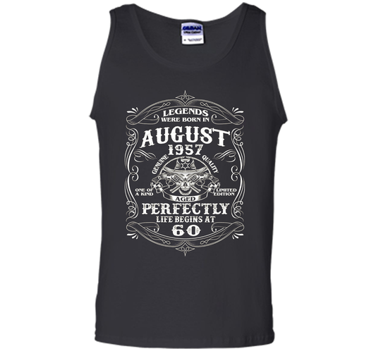 Legends Were Born In August 1957- Life begin at 60 T-shirt t-shirt Black