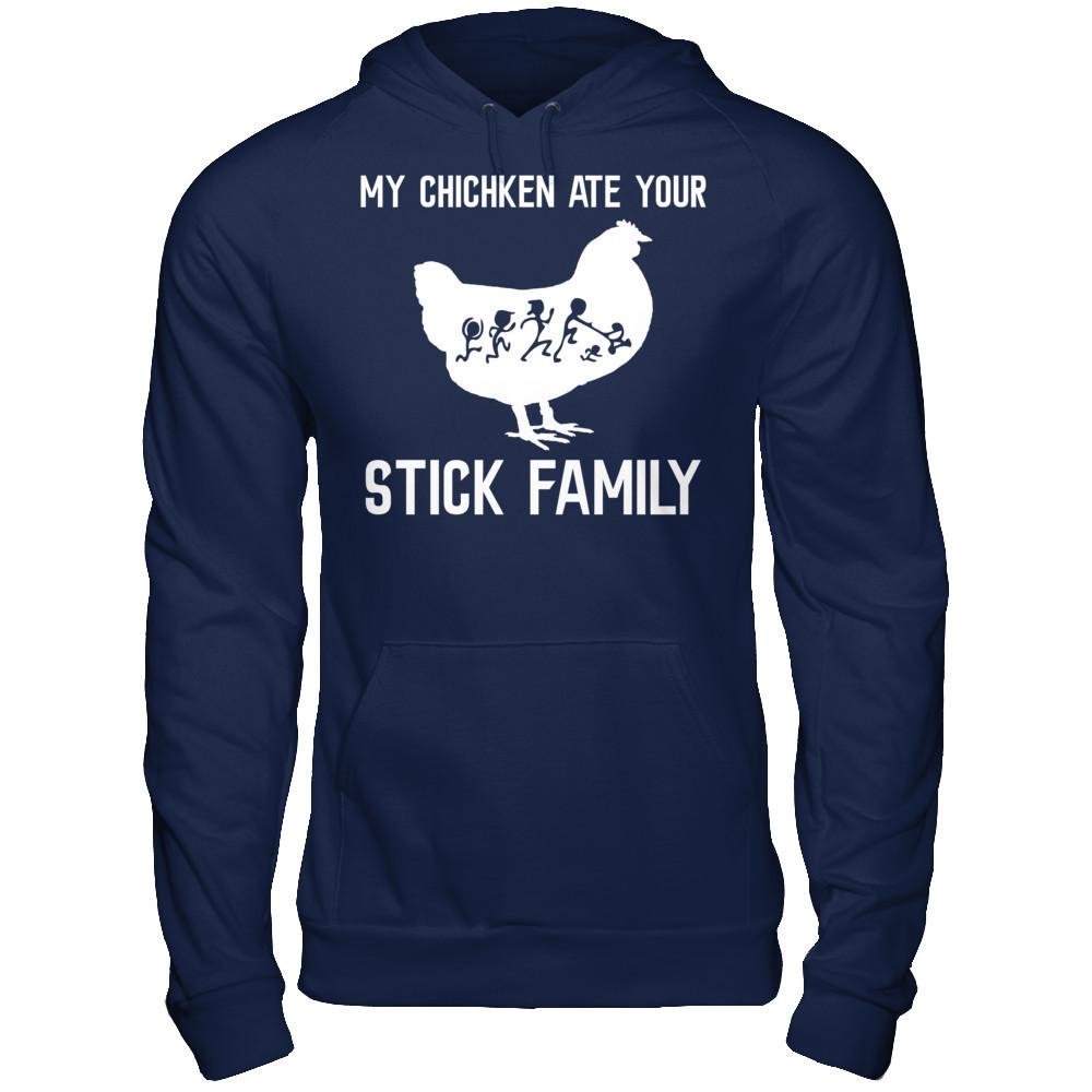 My Chicken Ate Your Stick Family Gildan - Pullover Hoodie Navy
