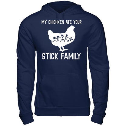 My Chicken Ate Your Stick Family Gildan - Pullover Hoodie Navy