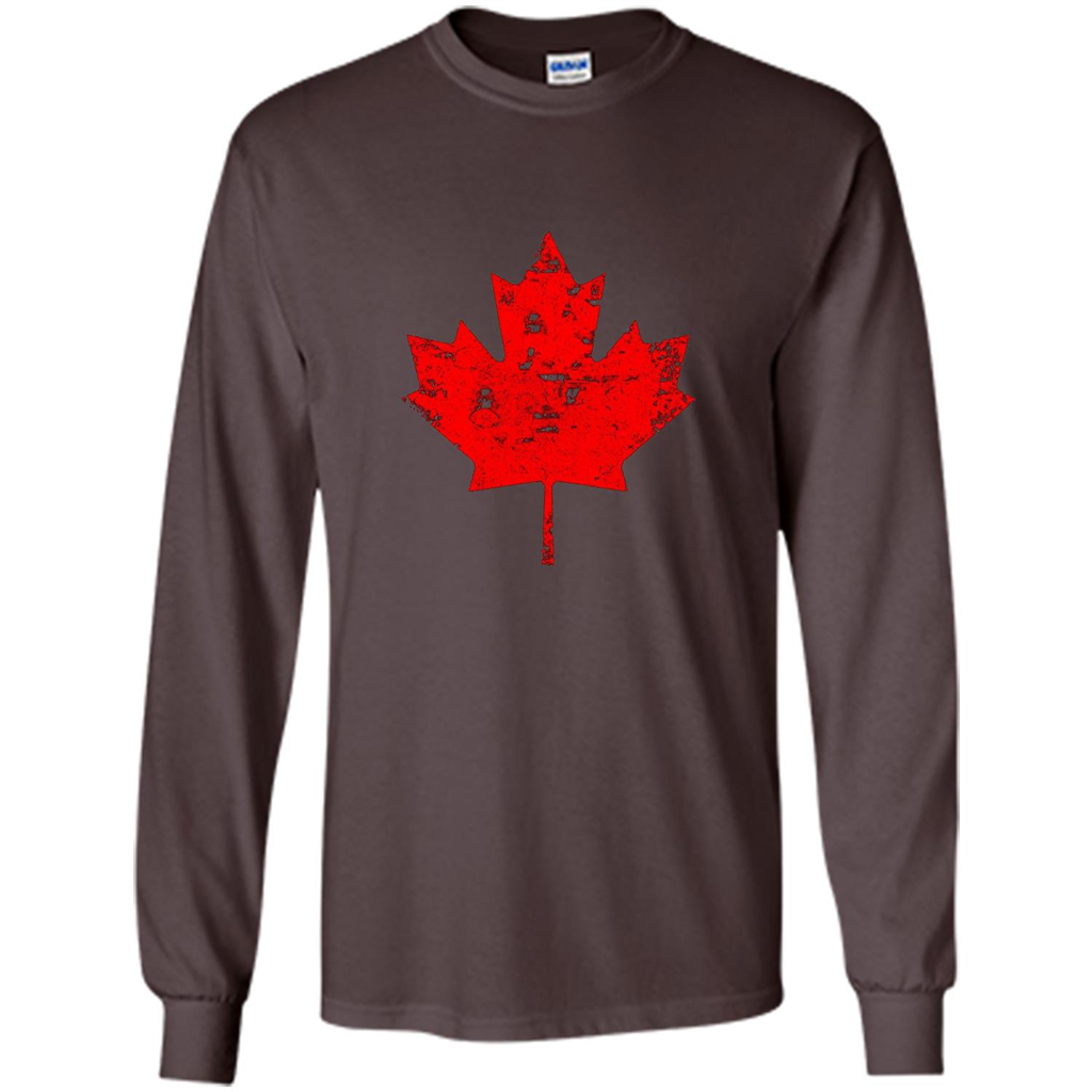 Canada Day T-Shirt. Canada Maple Flag Distressed T-shirt Dark Chocolate