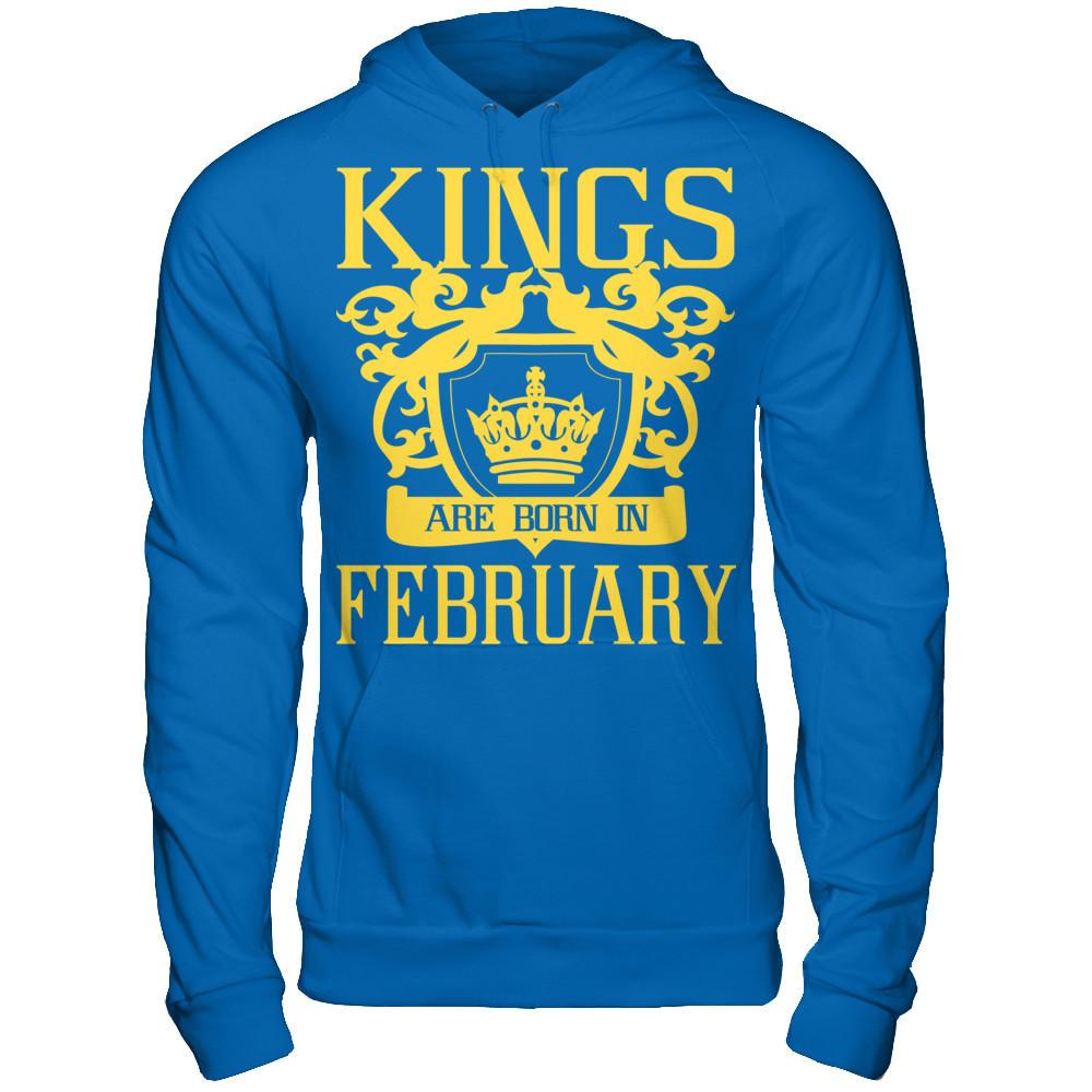 Kings Are Born In February T-shirt Gildan - Pullover Hoodie Royal