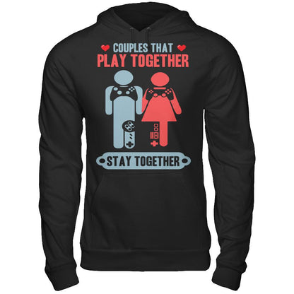 Gamers - Couples That Play Together Stay Together T-shirt Gildan - Pullover Hoodie Black