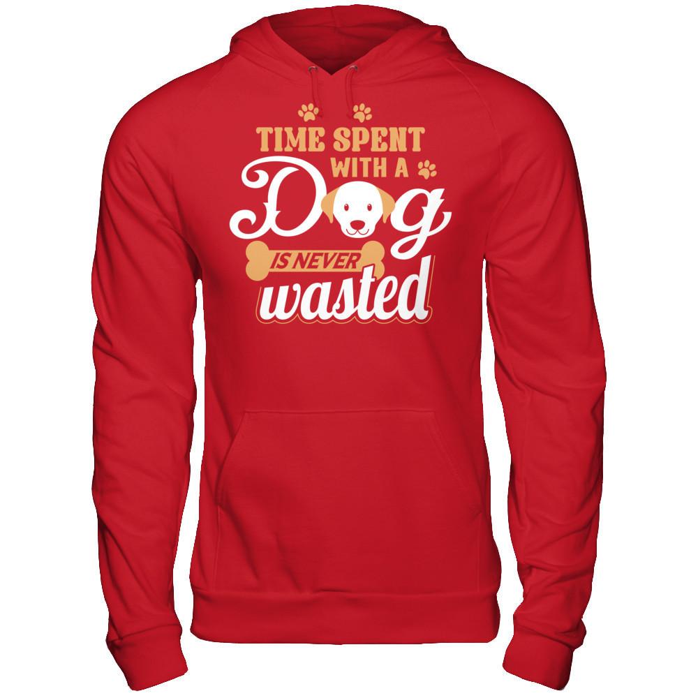 Time Spent With A Dog Is Never Wasted Gildan - Pullover Hoodie Red
