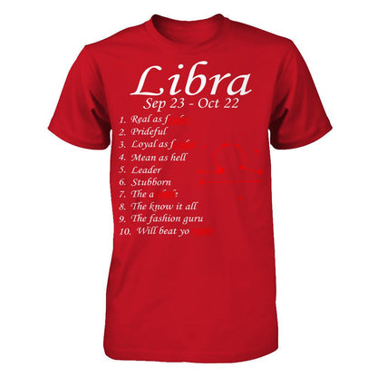 Libra Sep 23 - Oct 22 Gildan - Short Sleeve Tee Red