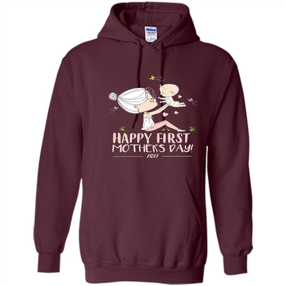 Mothers Day T-Shirt Happy First Mothers Day 2017 Maroon