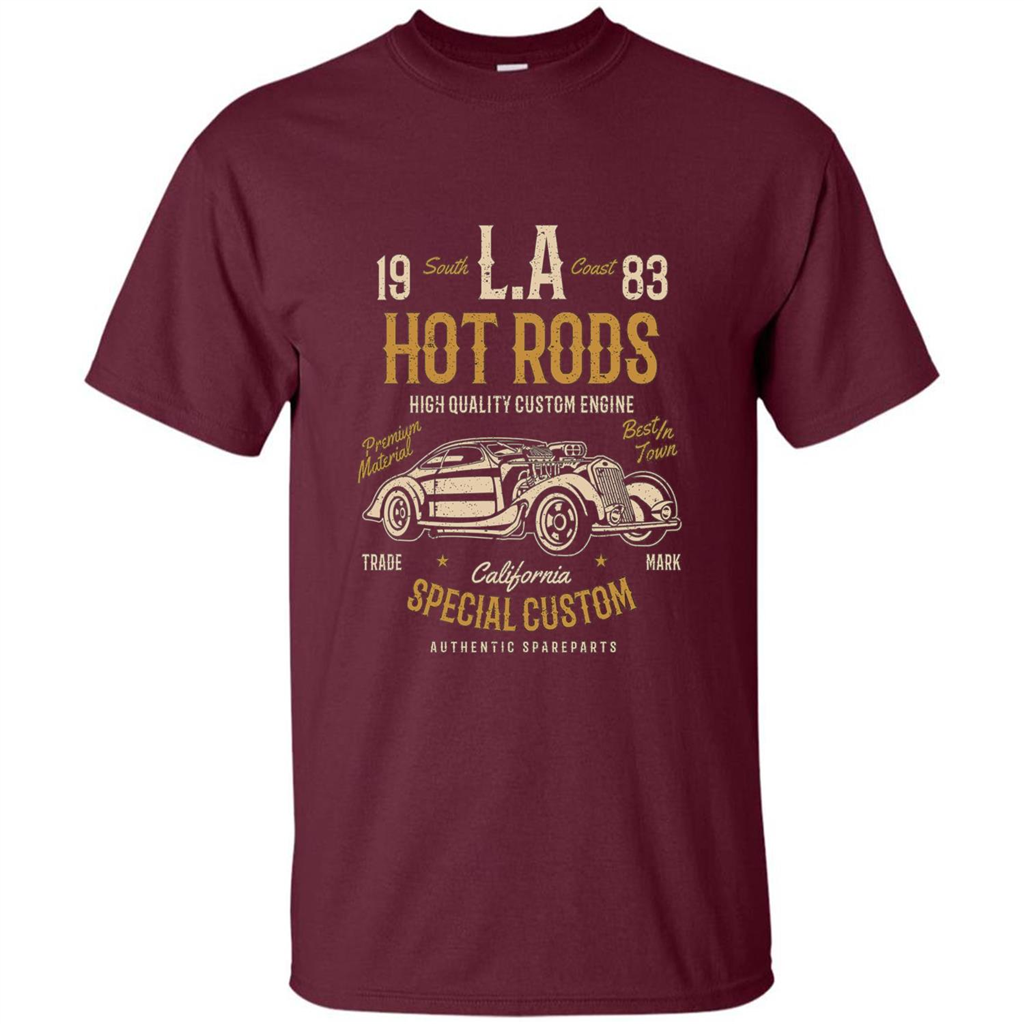 L.A. Hot Rods Classic Car T-shirt T-shirt Maroon