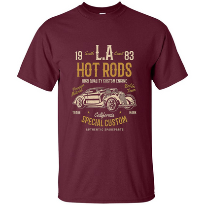 L.A. Hot Rods Classic Car T-shirt T-shirt Maroon