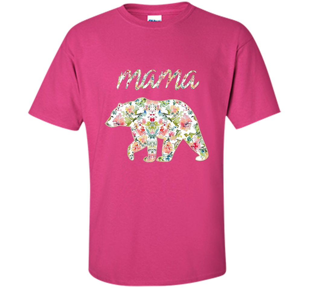 Mama Bear Floral Tee, Mom Graphic T-Shirt, Matching Family shirt Heliconia