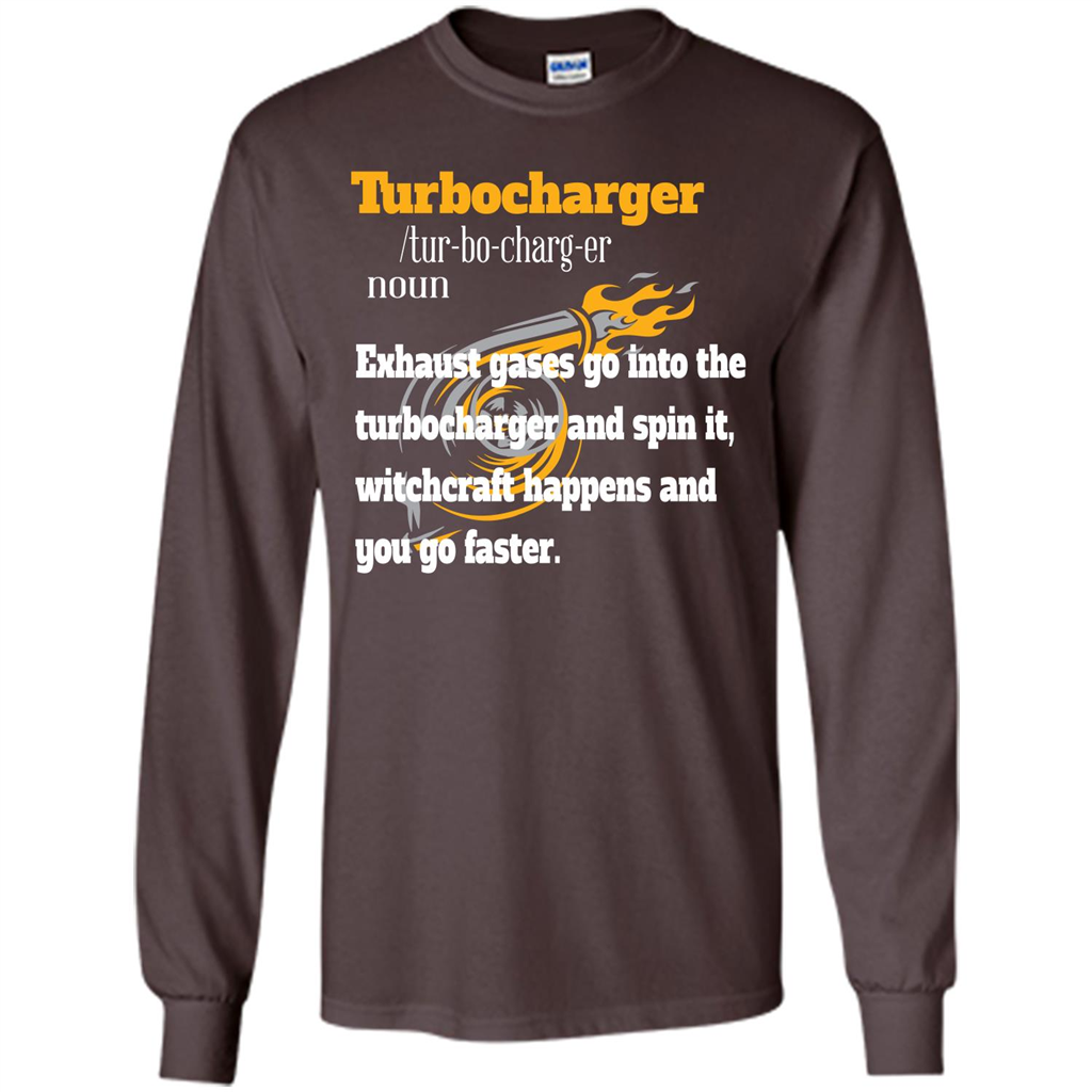 Car Lover T-shirt Turbocharger Exhaust Gases Go Into The Turbocharger Dark Chocolate