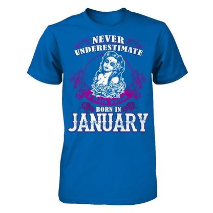 Never Underestimate A Black Woman Born In January T-shirt Gildan - Short Sleeve Tee Royal