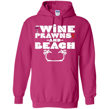 Wine Summer Time With Beach And Prawns T-Shirt Heliconia