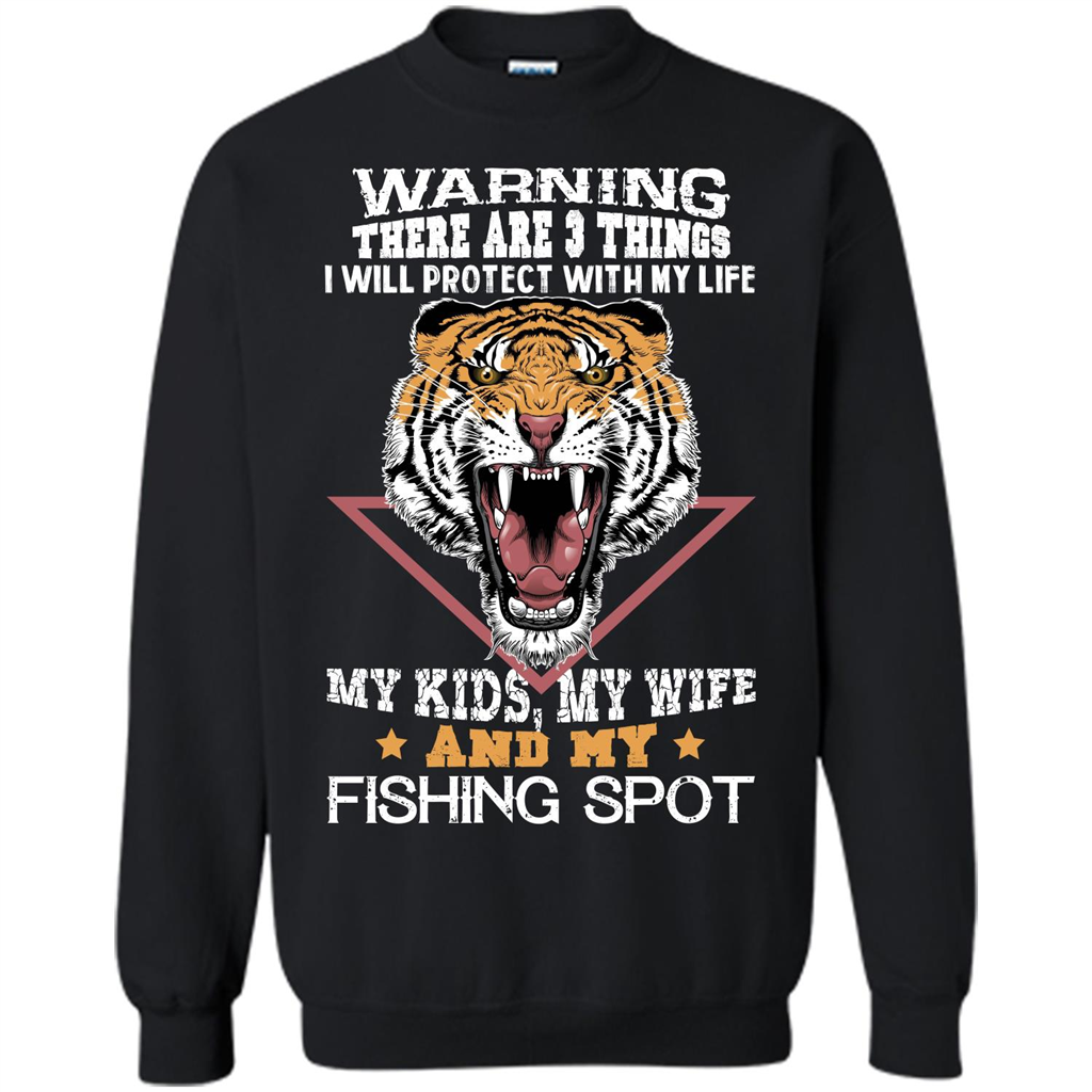 Fisherman T-shirt Warning There Are 3 Things I Will Protect With My Life Black