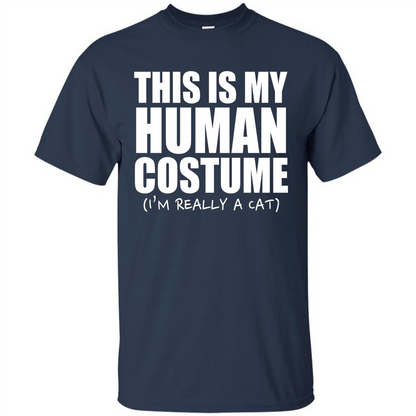 This Is My Human Costume I'm Really A Cat Halloween T-Shirt Navy