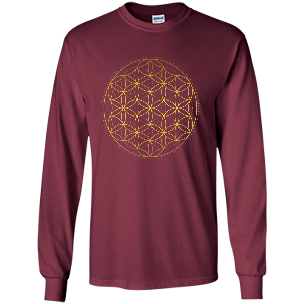 Beautiful Gold Sacred Geometry T-shirt Maroon