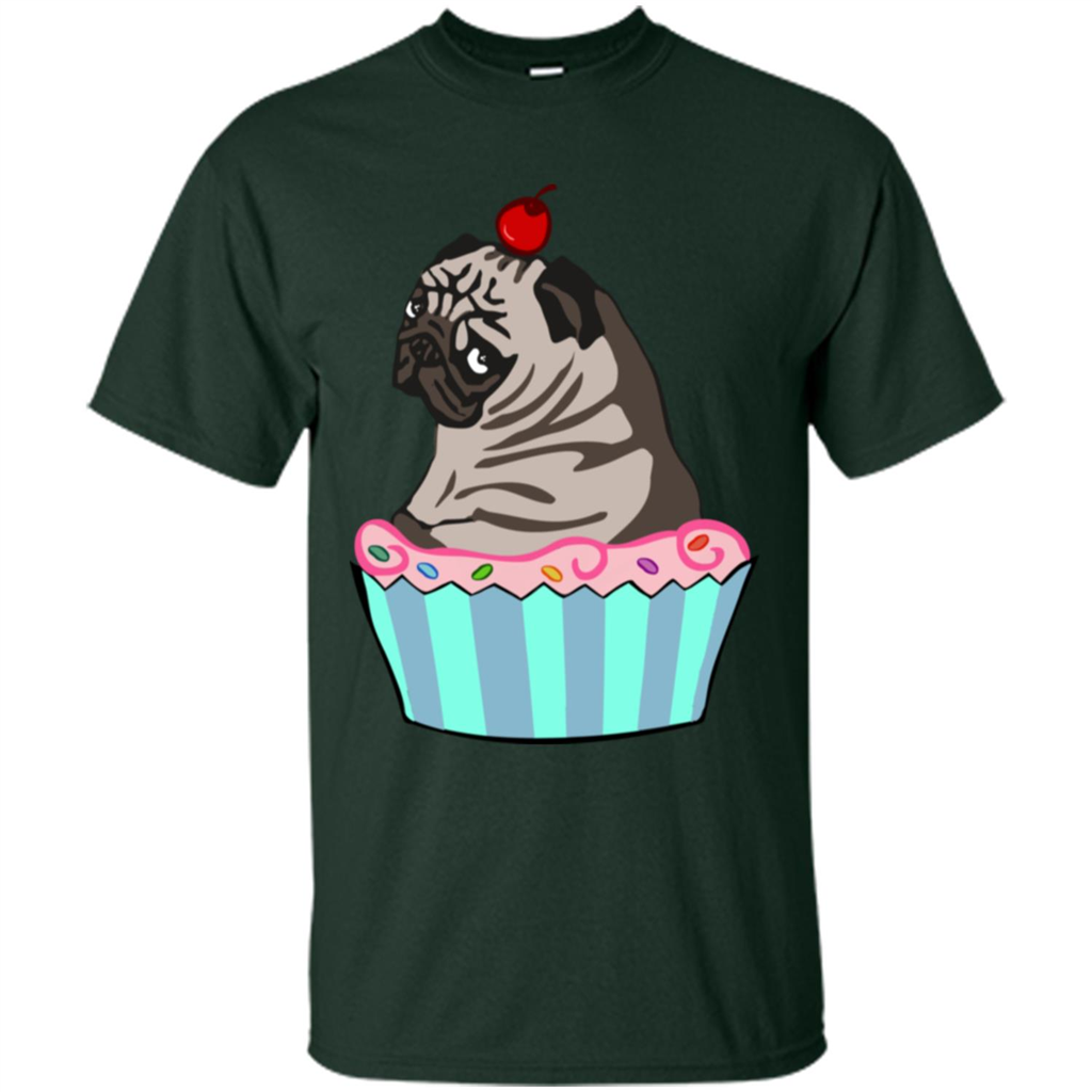 Love Dog T-Shirt Pug Cake Forest Green