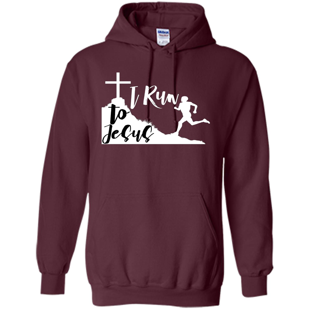 Christian T-shirt I Run To Jesus Maroon