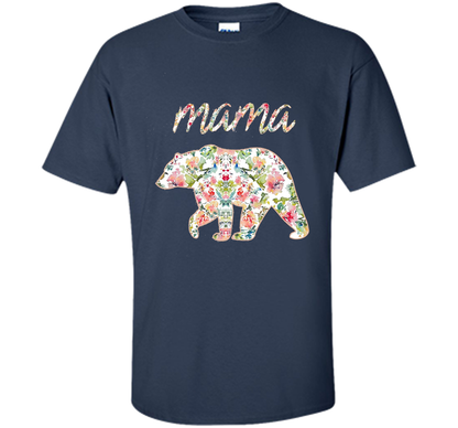 Mama Bear Floral Tee, Mom Graphic T-Shirt, Matching Family shirt Navy