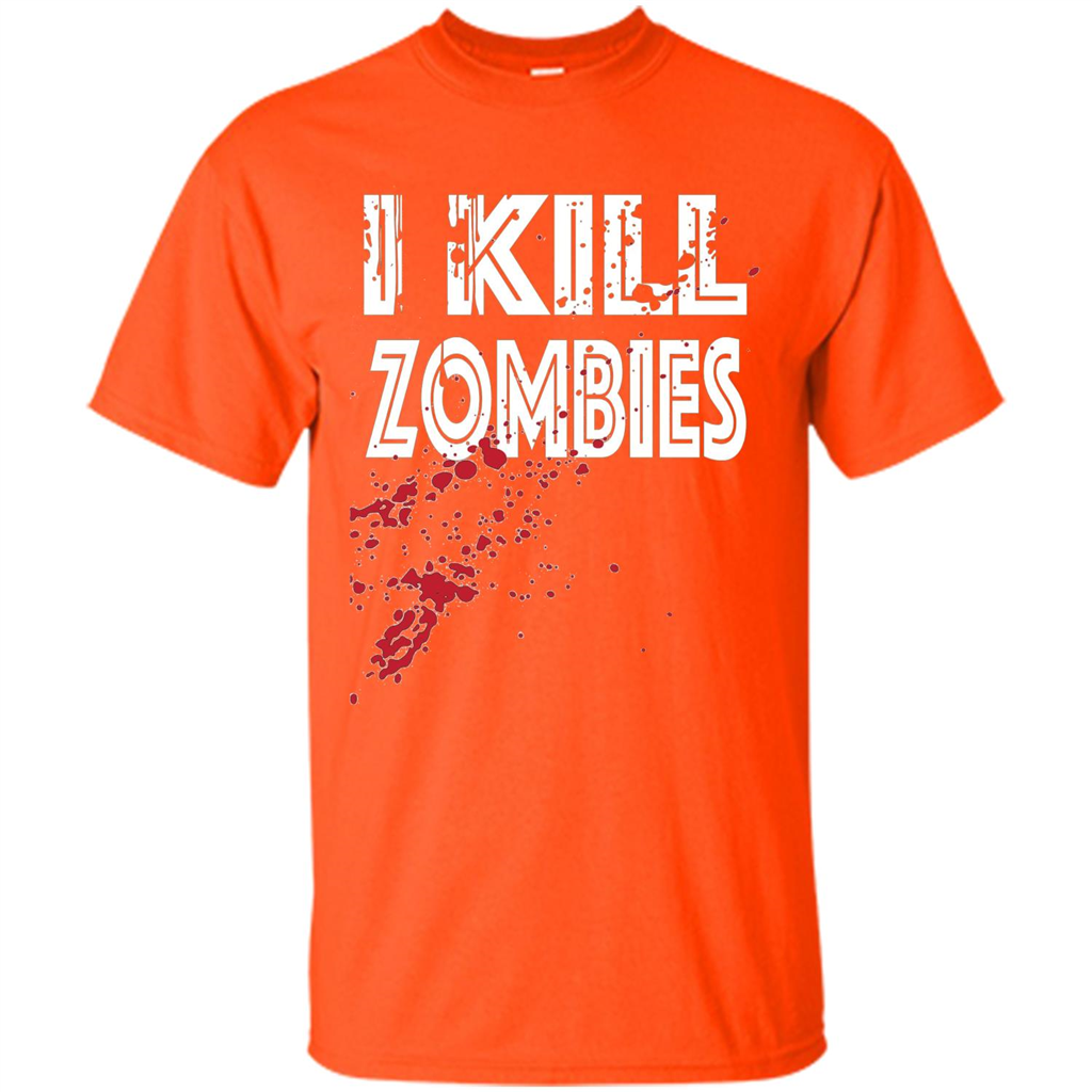 I Kill Zombies T-shirt Costume For Halloween Gift T-shirt Orange