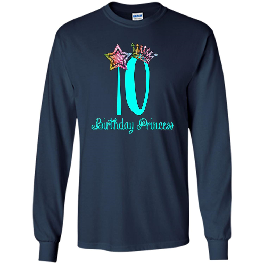 Birthday Princess Tiara T-shirt Tenth Birthday T-Shirt Navy