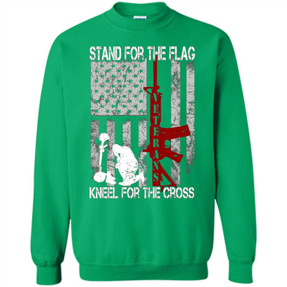 Mens Stand for the flag Kneel for the cross T Shirt Irish Green