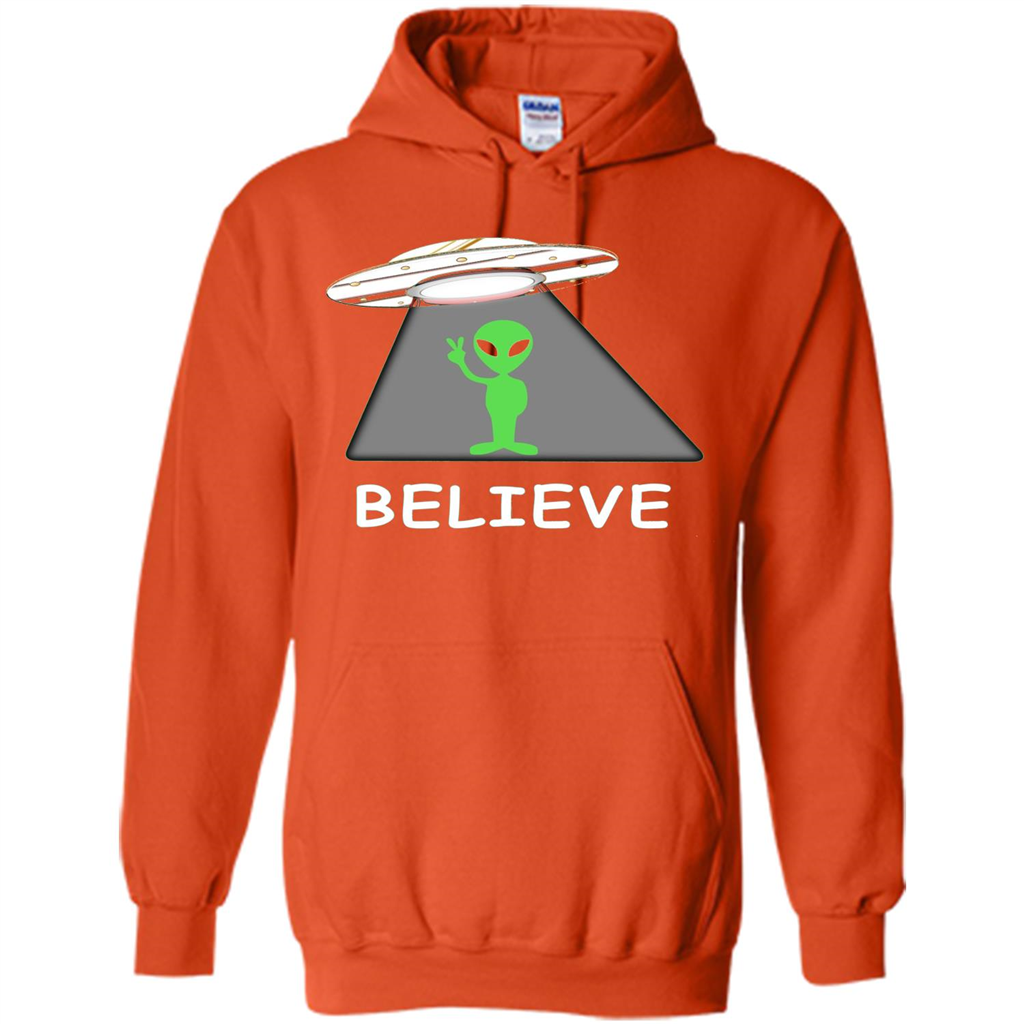 I Believe Alien T-shirt New Cool UFO T-shirt Orange
