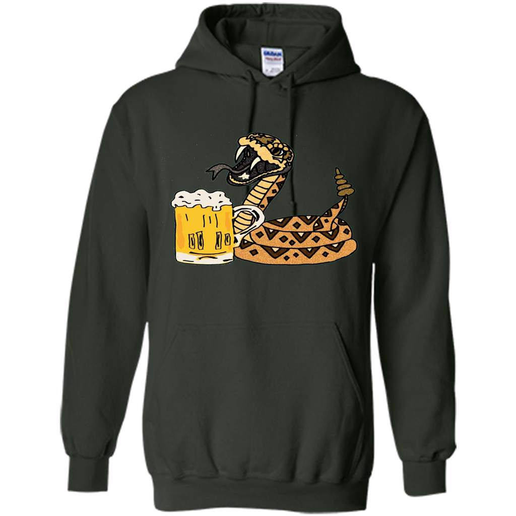 Smiletodaytees Funny Rattlesnake Drinking Beer T-shirt Forest Green