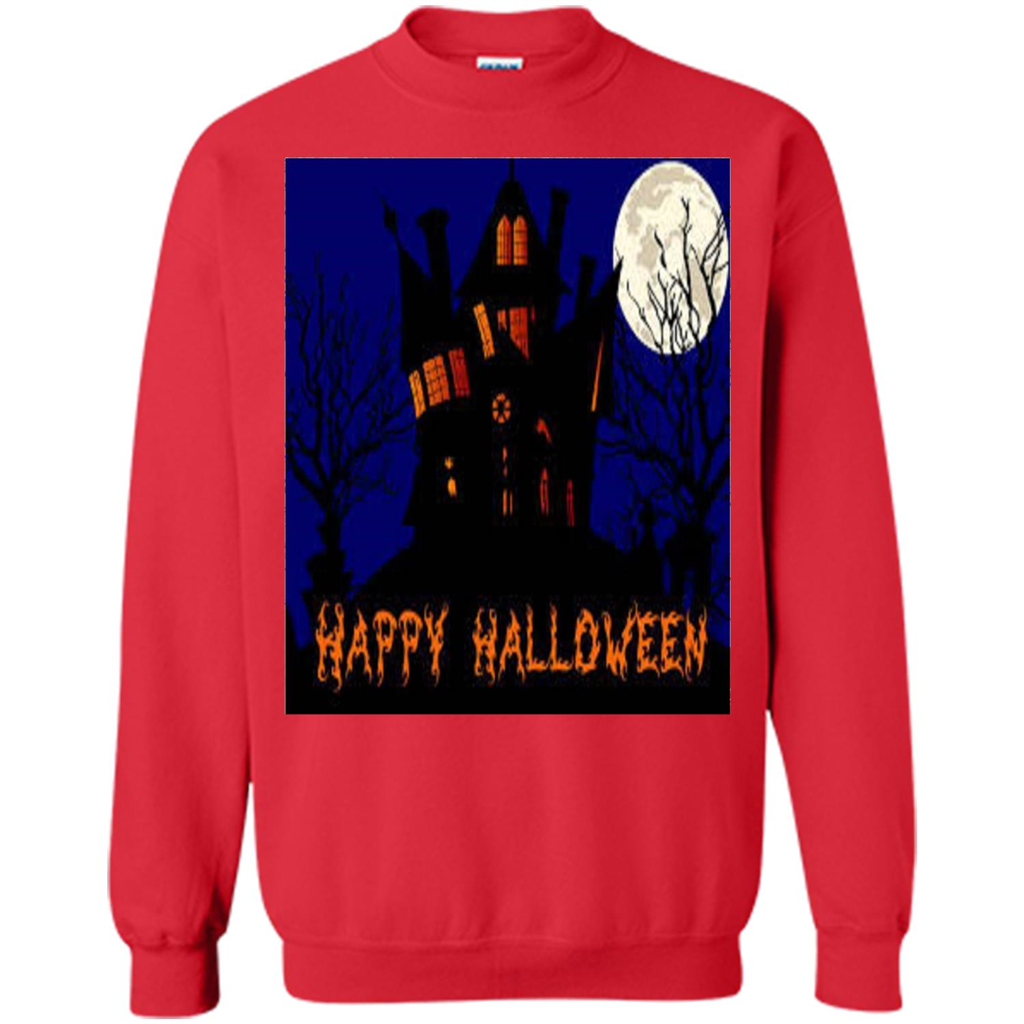Happy Halloween T-shirt Haunted House Red
