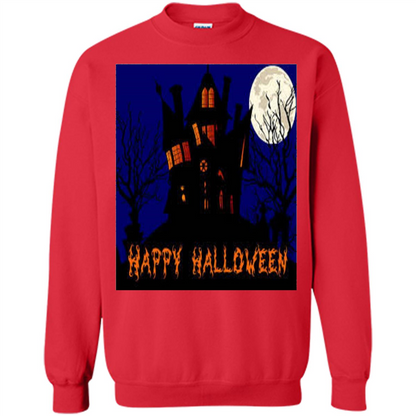 Happy Halloween T-shirt Haunted House Red