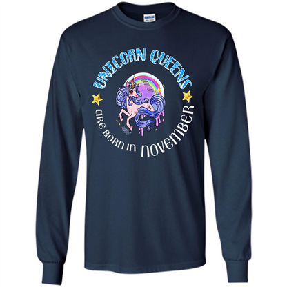 November Unicorn T-shirt Unicorn Queens Are Born November Navy