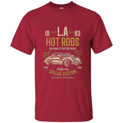 L.A. Hot Rods Classic Car T-shirt T-shirt Cardinal