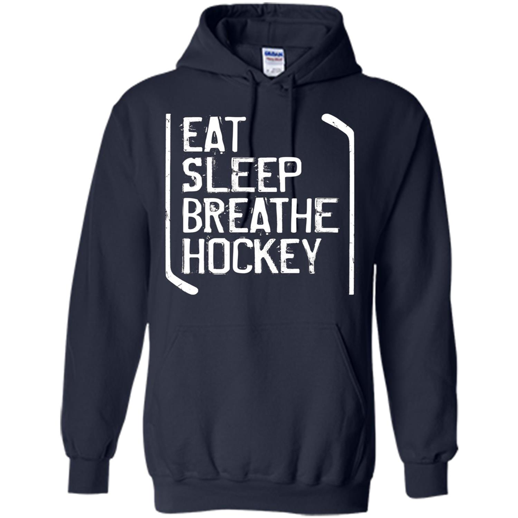 Funny Hockey T-shirt Eat Sleep Breathe Hockey T-Shirt Navy