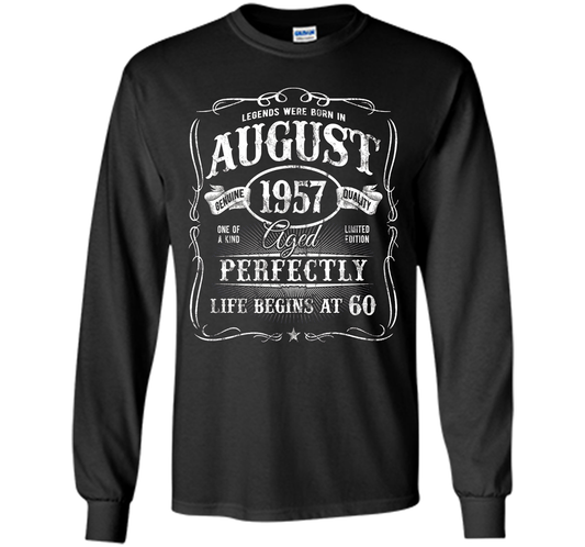 August T-shirt Legends Were Born In August 1957 T-shirt Black