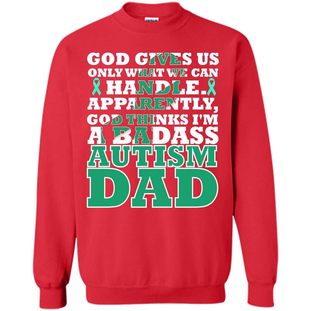 Autism Dad. I'm A Badass Autism Dad T-shirt Red