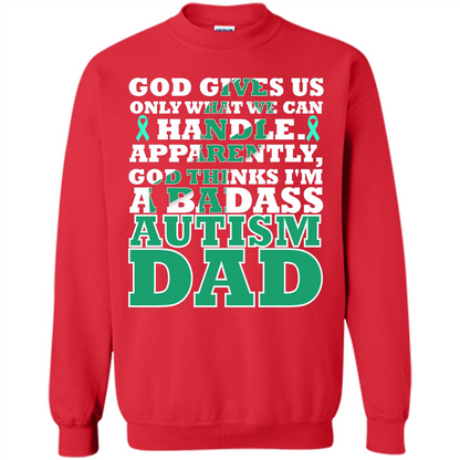 Autism Dad. I'm A Badass Autism Dad T-shirt Red