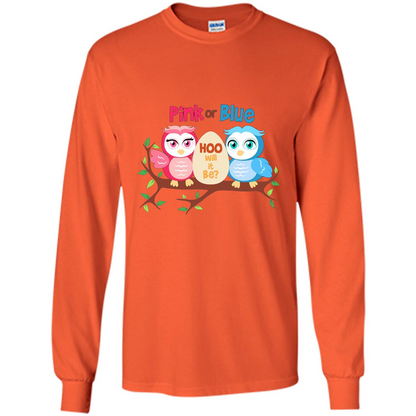 Pregnancy T-shirt Owl Pink Or Blue Hoo Will It Be Orange