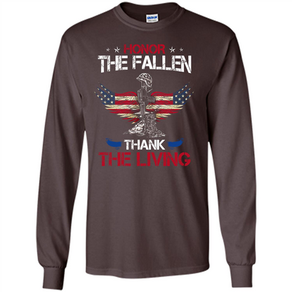 Military T-shirt Honor The Fallen Thank The Living Dark Chocolate